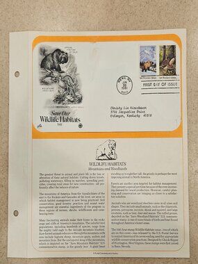 RARE COLLECTIBLE USPS 1ST DAY ISSUE COVER SAVE OUR WILDLIFE GRIZZLY BEAR STAMP
